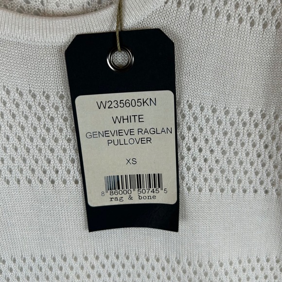 NWT Rag & Bone Genevieve Raglan Pullover Top Knit‎ Sweater White XS **FLAW** - Picture 6 of 11